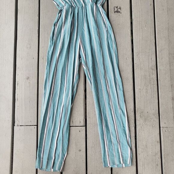 Maje Striped Pandora Surplice Neck Short Sleeve Wrap‎ Jumpsuit Striped Pattern S - Picture 6 of 9